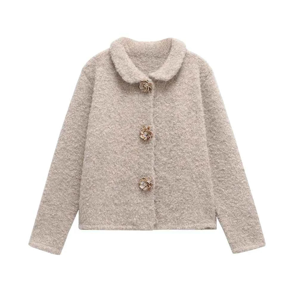 Women's Floral Button Knit Cardigan Sweater