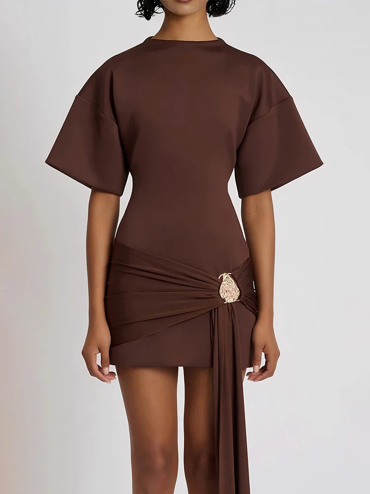 Short Sleeve Ruched Mini Dress Women
