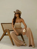 Two Piece Set With Pants Wide-Leg Pants Summer Women White Tube Top with Pants Suit - Norellé