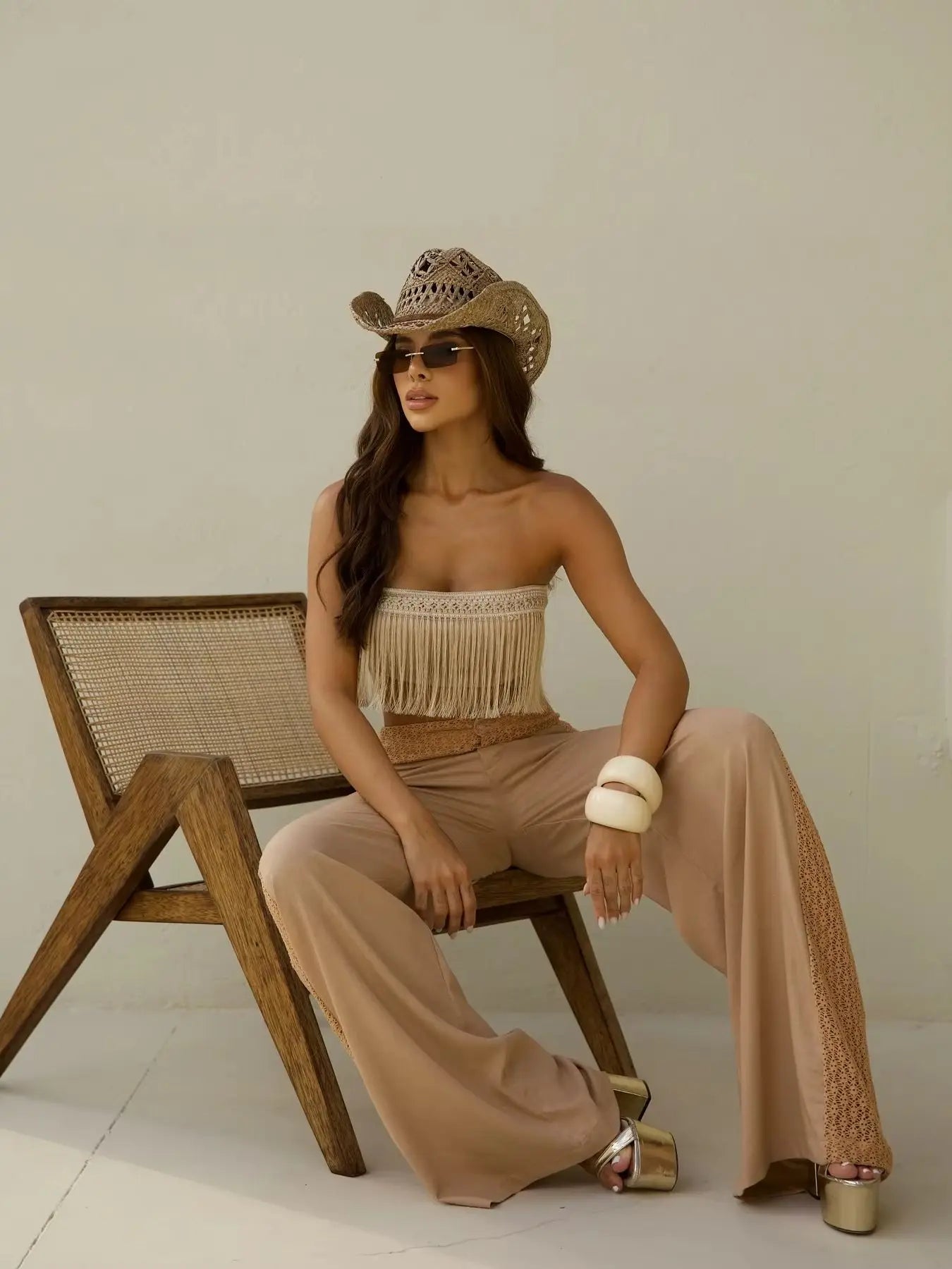 Two Piece Set With Pants Wide-Leg Pants Summer Women White Tube Top with Pants Suit - Norellé