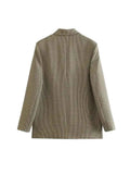 Women Fashion Double Breasted Plaid Blazer