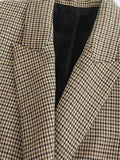 Women Fashion Double Breasted Plaid Blazer