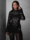 Lace Long Sleeve Mini Dress For Women