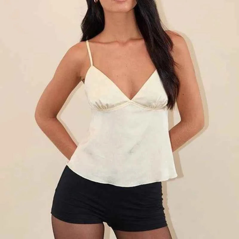 Women's Crop Top Floral Satin Tank Top