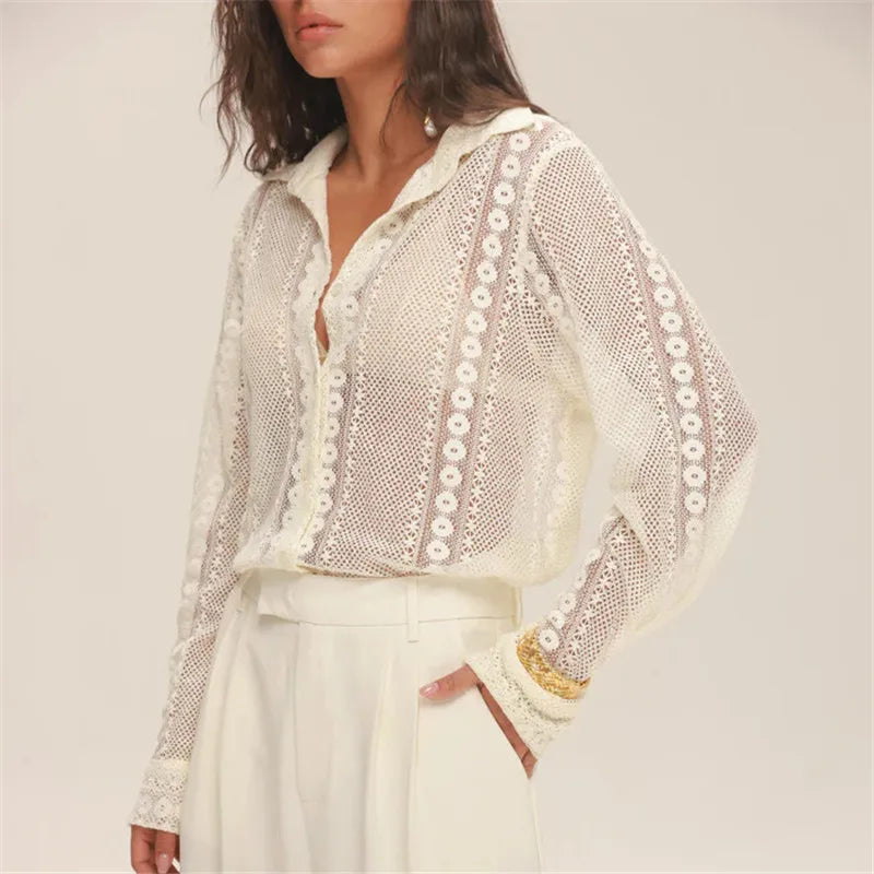 Vintage Long Sleeve Blouse Women