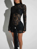 Lace Long Sleeve Mini Dress For Women