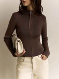 Zipper Knitted Cardigan Women