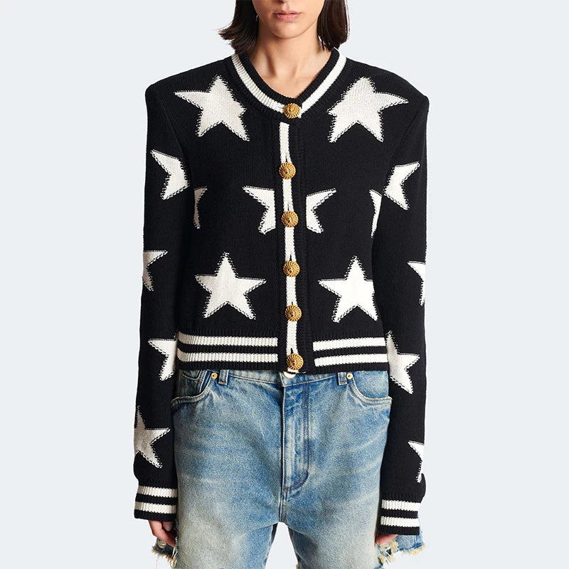 Knit Cardigan Star Coat Women Sweater
