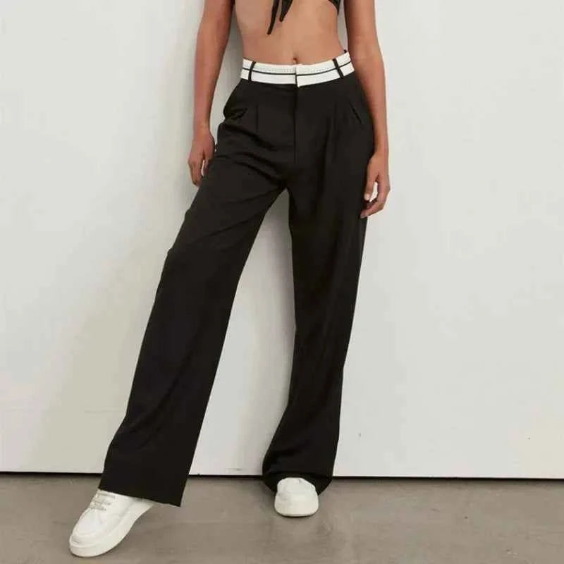 Elegant Loose Gray Women Pants