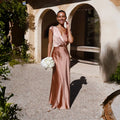 Women's Clothing Satin V-neck Fishtail Skirt - Norellé