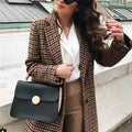 Vintage Bouble Breasted Plaid Women Blazer