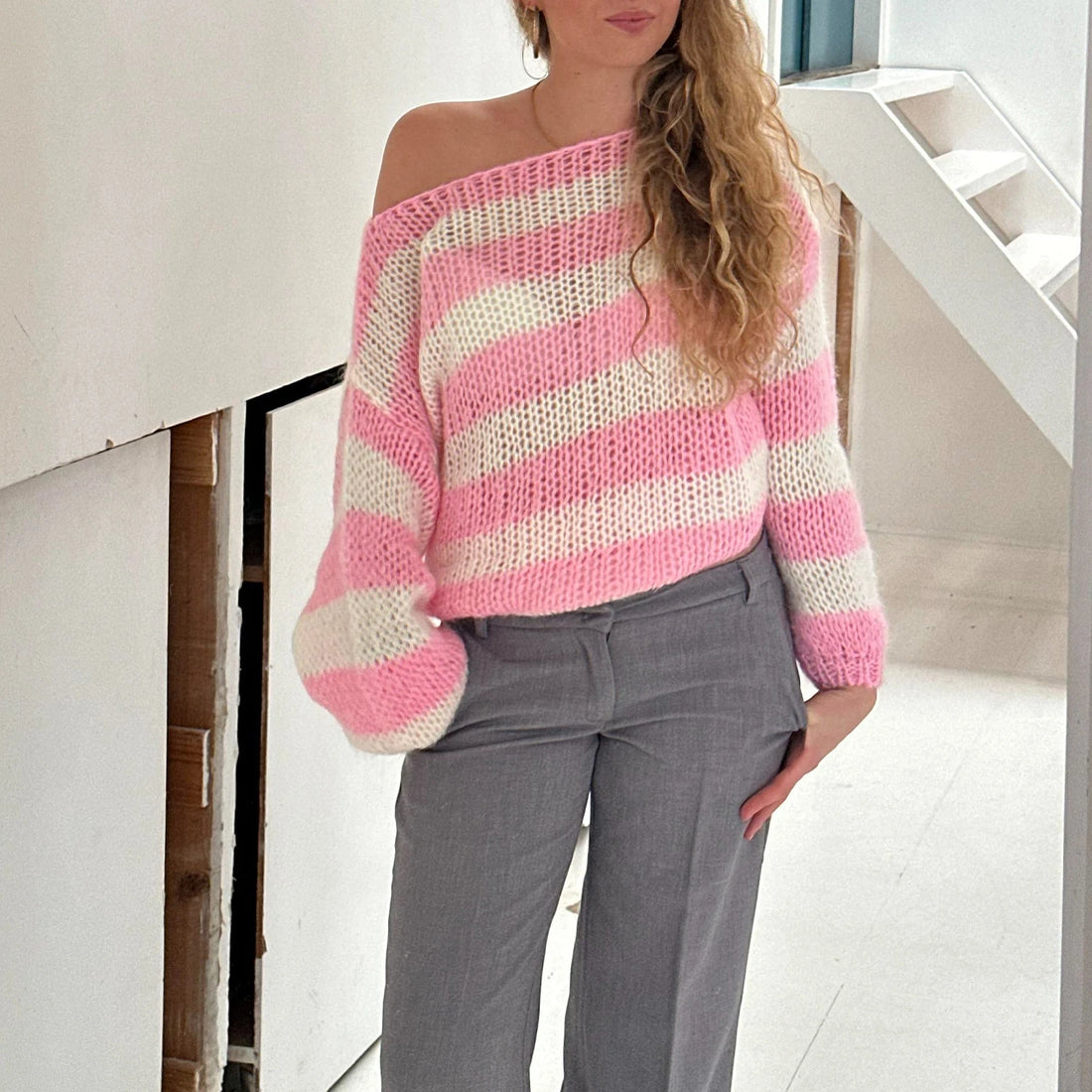 Women Oversized Striped Sweater