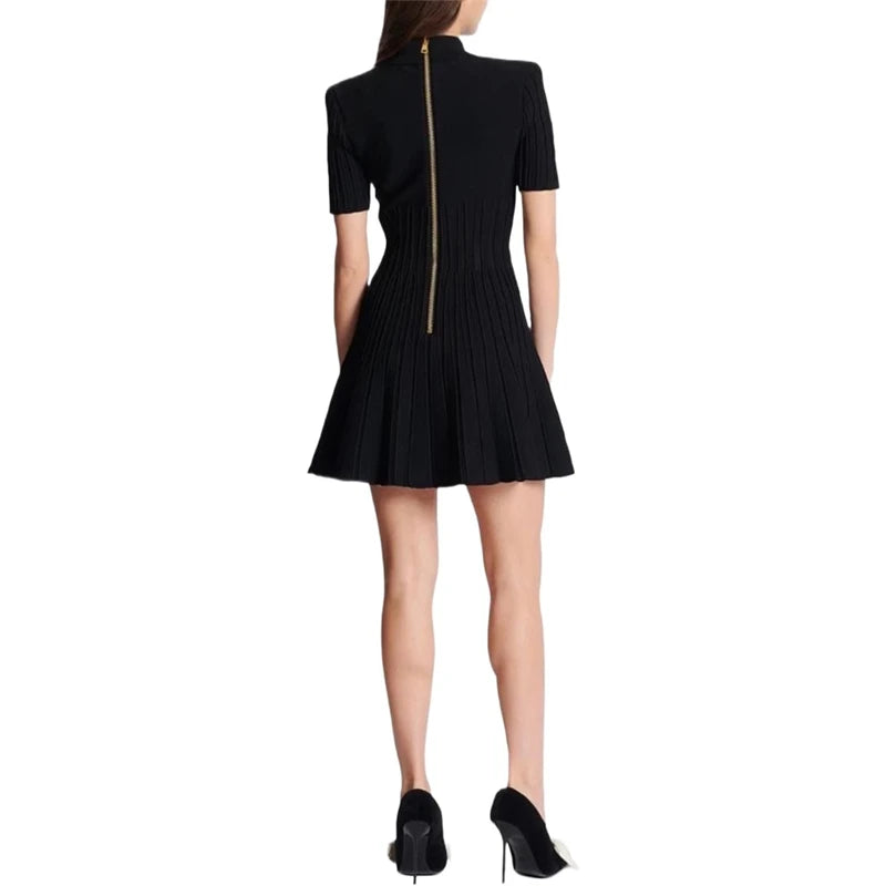 Women's Lapel Beaded Button Short-sleeved Jumpsuit