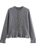 Women's Leisure Comfort Stacked Decoration Knitted Cardigan