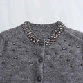 Cardigan Women's  Round Neck Short Sleeve Knitted