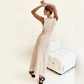 Women Clothing Knitted Long Skirt Simple Round Neck Sleeveless Female Vestidos - Norellé