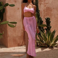 Transparent Knitted Two Piece Seaside Solid Beach Outfits - Norellé