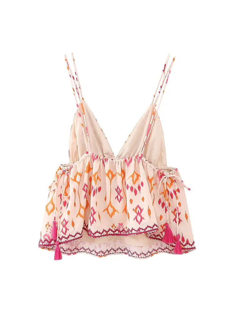 Printed Suspender Tank Top for Women