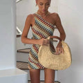 Printed Knitted Mini Dress Women