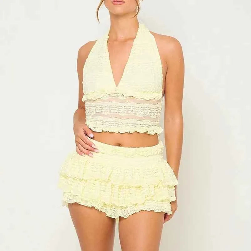 Women 2 Piece Lace Outfit