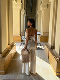 Two Piece Set With Pants Wide-Leg Pants Summer Women White Tube Top with Pants Suit - Norellé