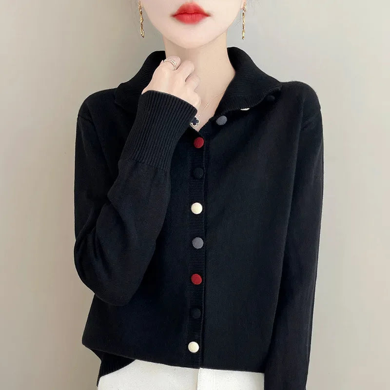 High Neck Knitted Sweater Cardigan Women's