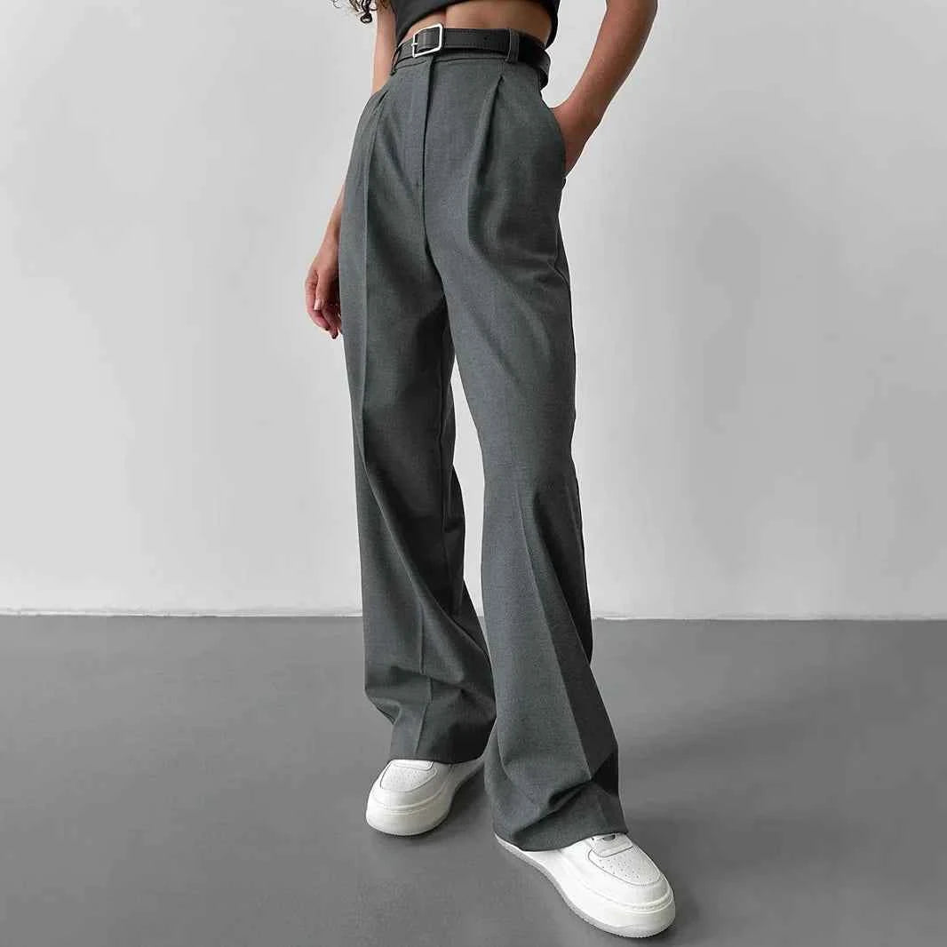 Casual Commuter Women's Trousers Loose Straight Leg Suit Pants