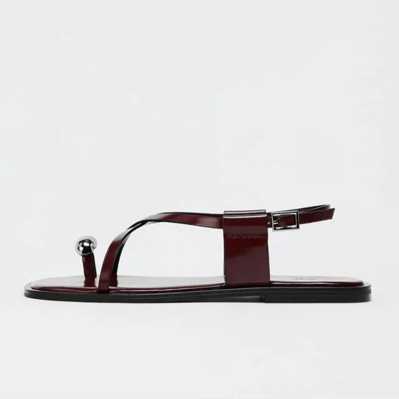 Summer Cross Strap Buckle Design Flat Sandals Women