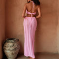 Transparent Knitted Two Piece Seaside Solid Beach Outfits - Norellé