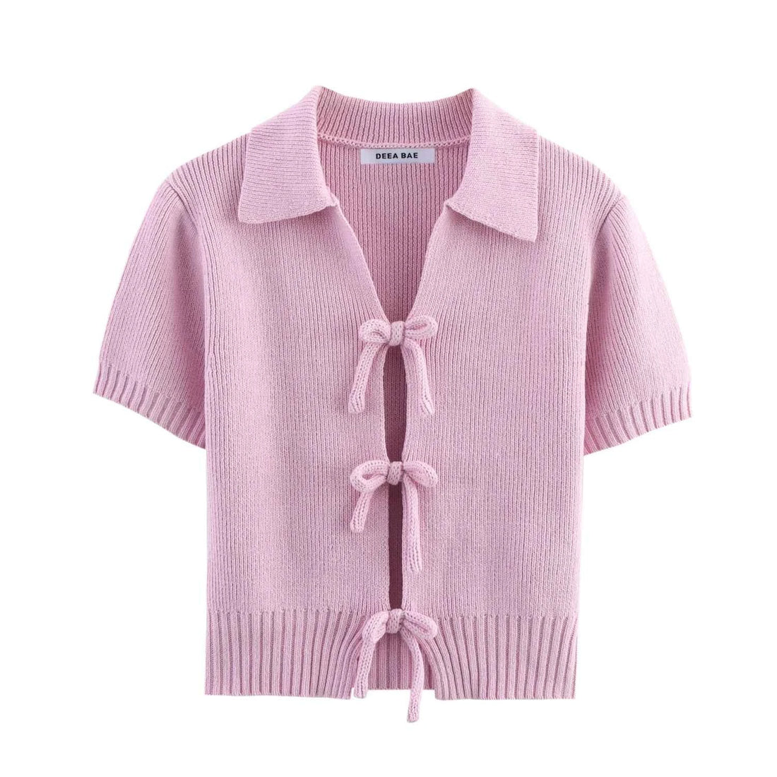 Women Bow Tie Coat Casual Knitted Cardigan