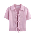 Women Bow Tie Coat Casual Knitted Cardigan
