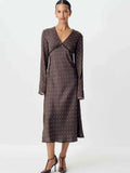 V-neck Printed Polka Dot Women Maxi Dress