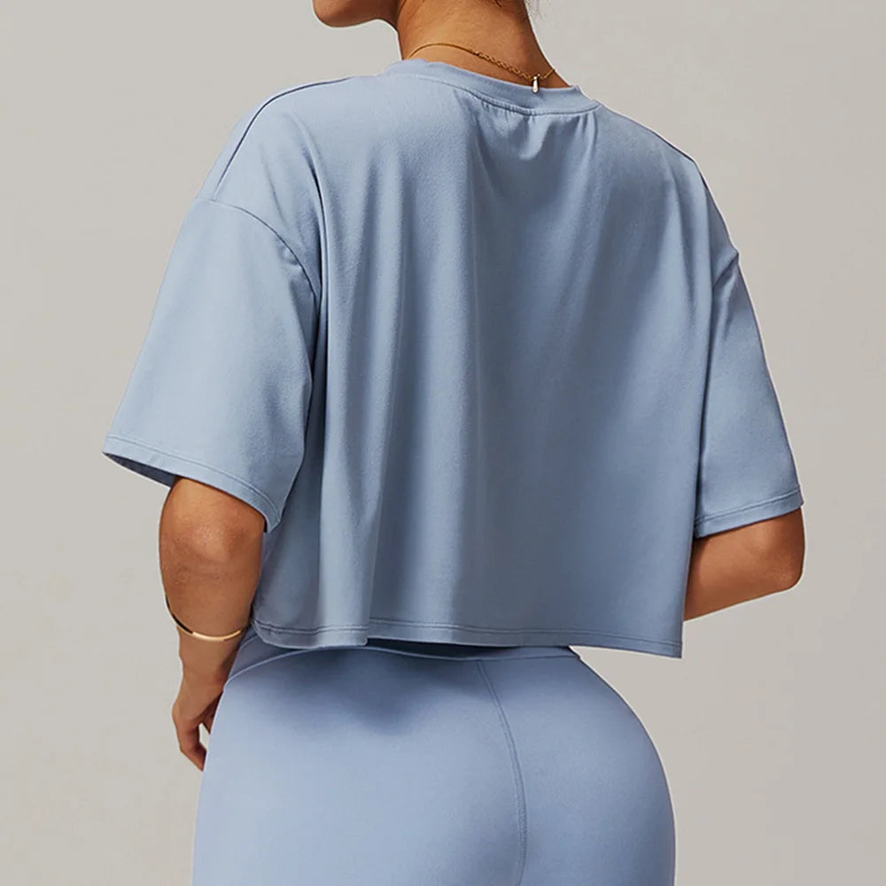 Loose Yoga Top Women Short Sleeve Gym Top