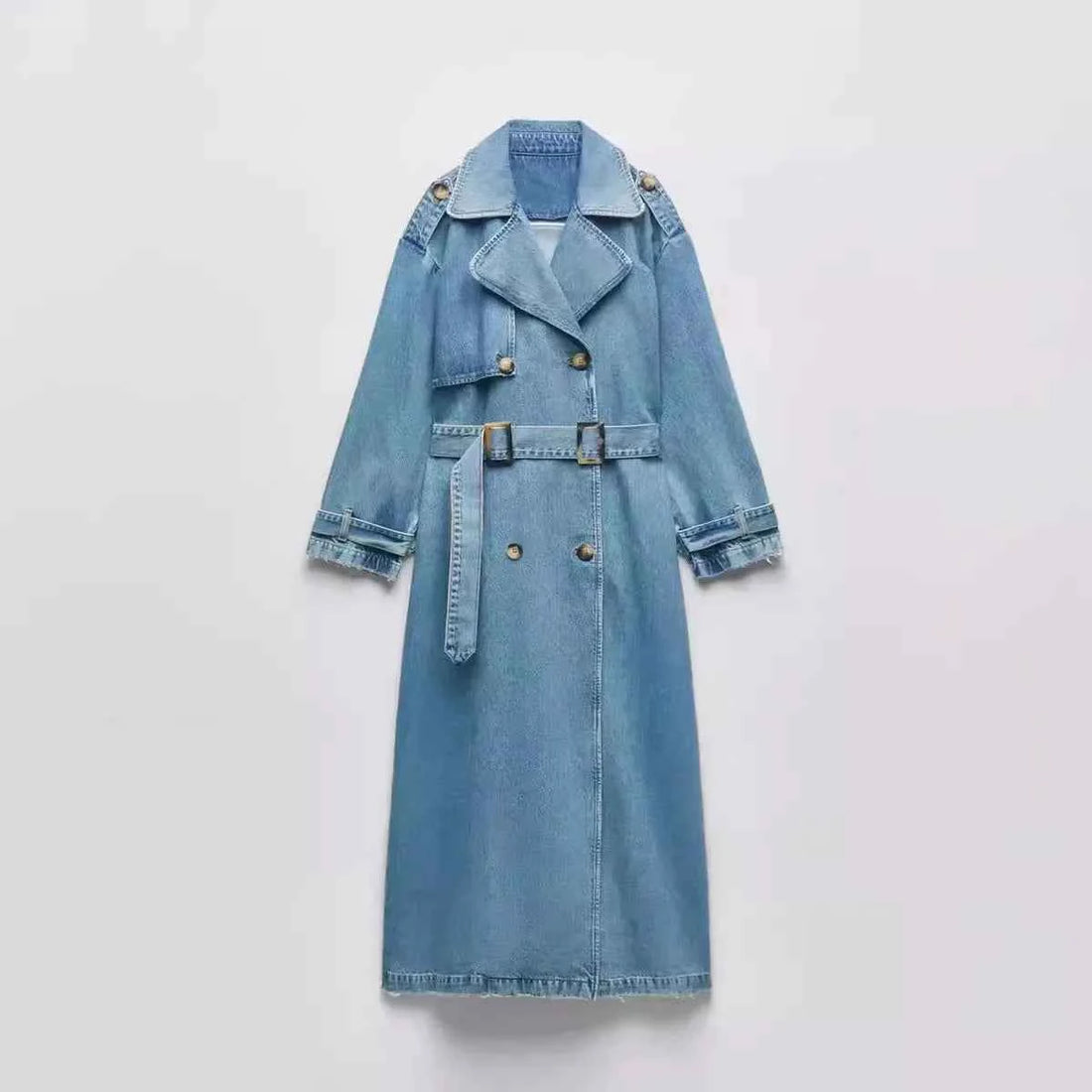 Loose Double-Breasted Denim Style Coat