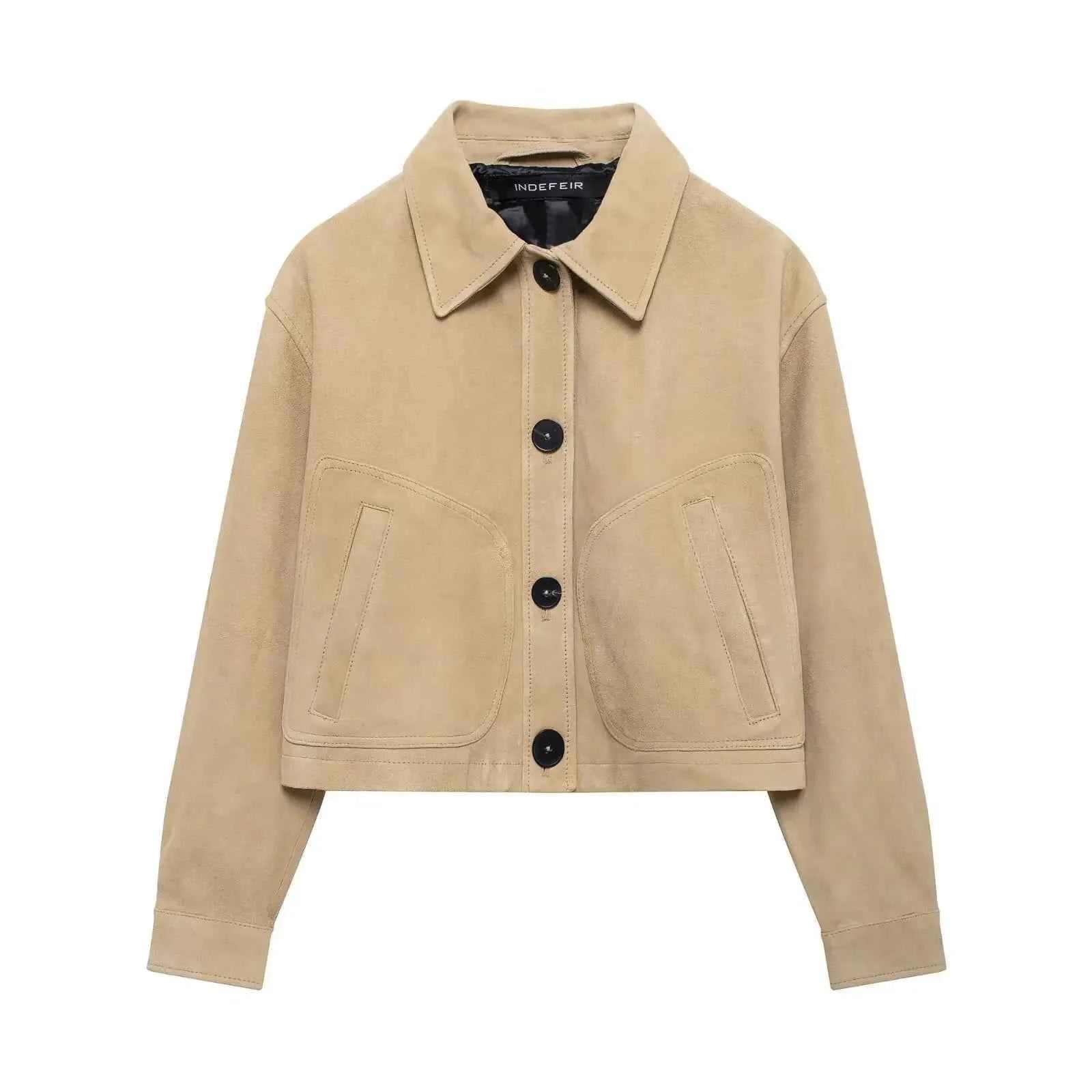 Fall Short Leather Velvet Jacket Women's