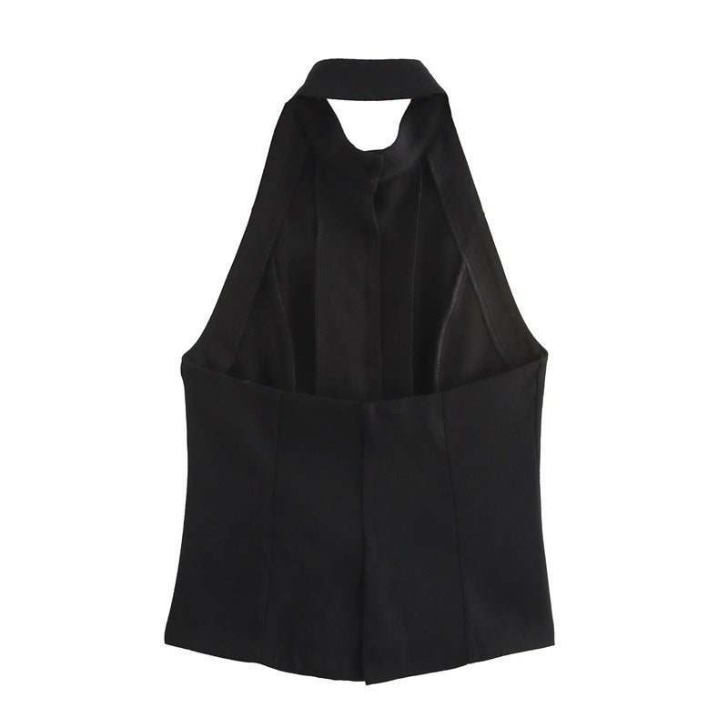 Halter Vest Slit Design Short Skirt - Norellé