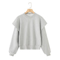 Solid Color Pleated Heavy Fabric Round Neck Long Sleeve Sweater - Norellé
