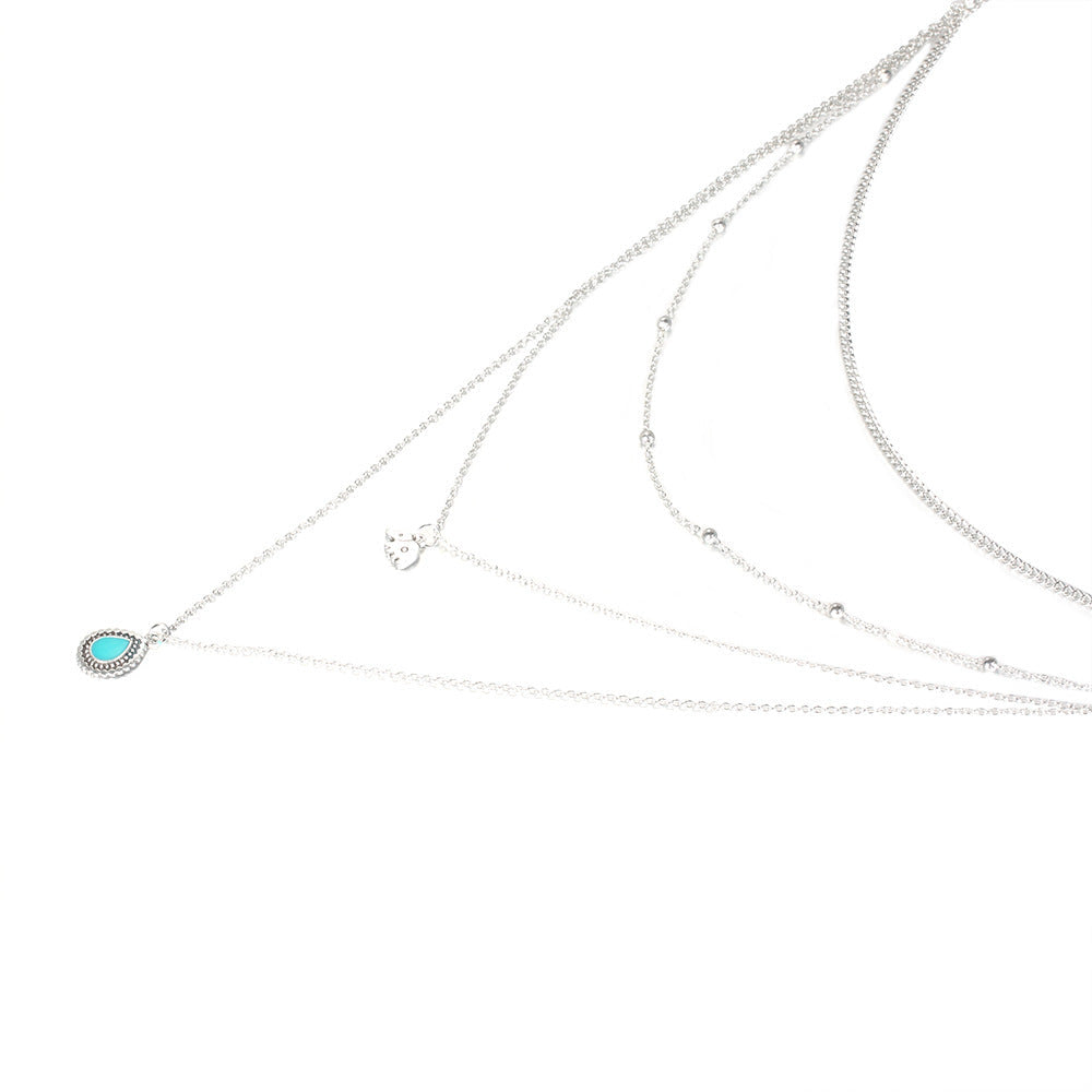 Turquoise Elephant Beaded Multi-layer Necklace - Norellé