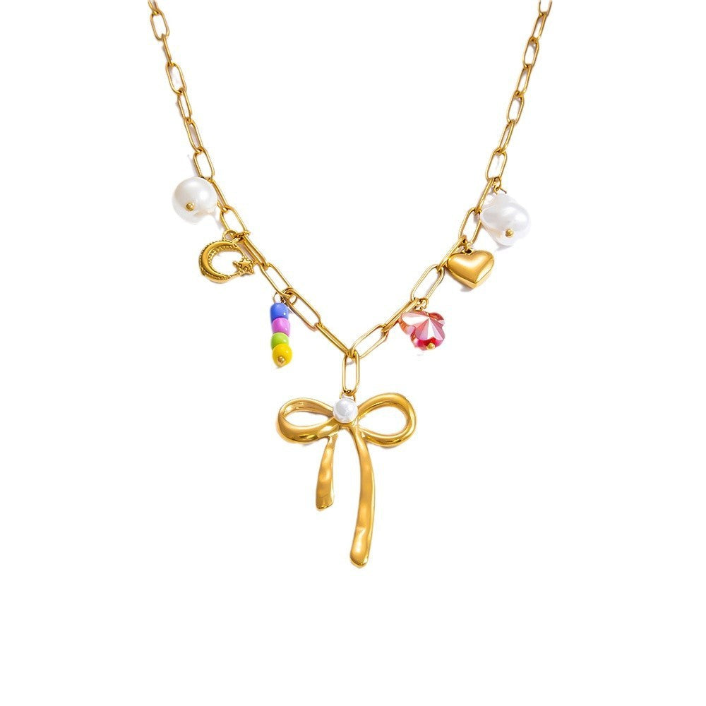 Women's Handmade Stainless Steel 18K Dold Pearl Necklace - Norellé