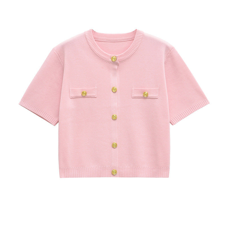 Short-sleeved Knitted Top Mini Skirt Suit - Norellé
