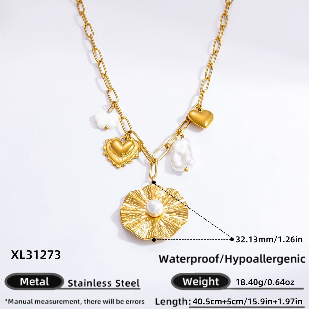 Women's Handmade Stainless Steel 18K Dold Pearl Necklace - Norellé