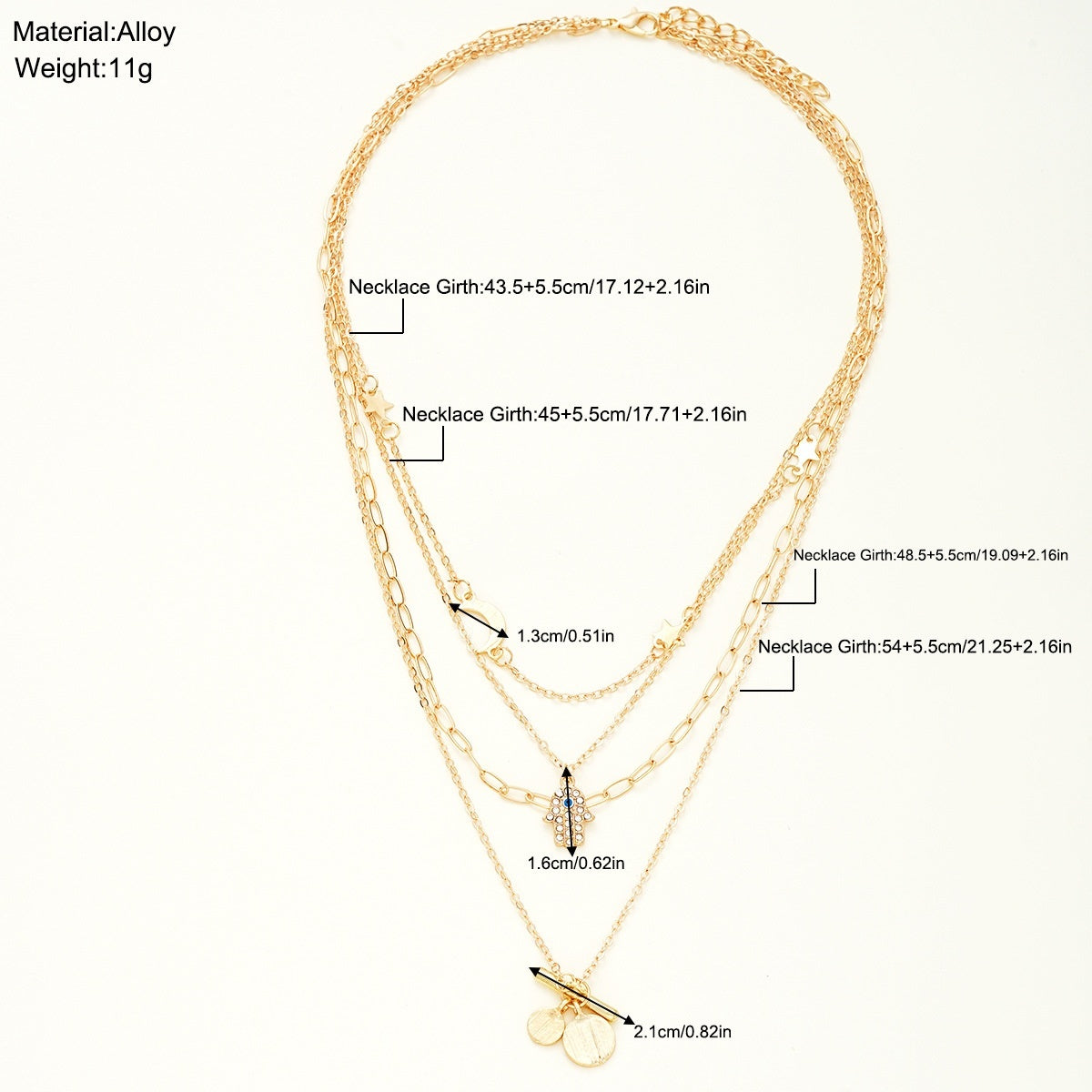 Retro Creative Palm Star Moon Necklace Fashion Personality Female Necklace - Norellé