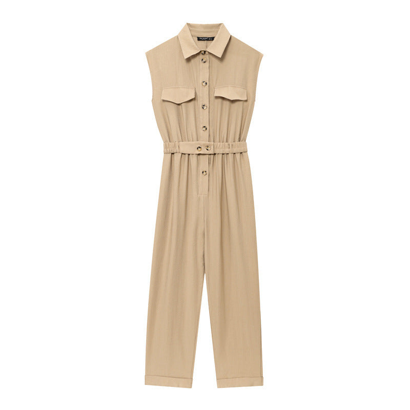 High-grade Sleeveless Slim With Belt Jumpsuit - Norellé