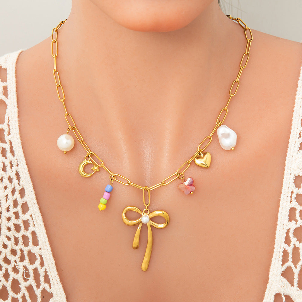 Women's Handmade Stainless Steel 18K Dold Pearl Necklace - Norellé