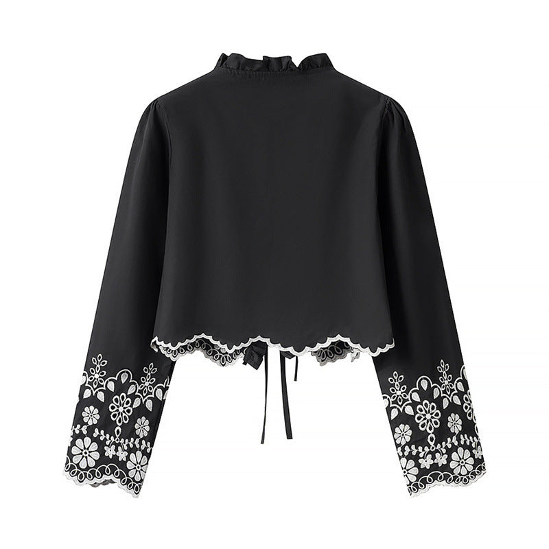 Stylish Simple And Versatile Hollow Embroidered Cotton Top - Norellé