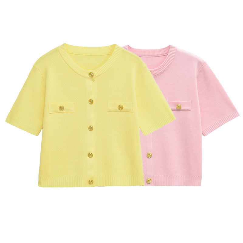 Short-sleeved Knitted Top Mini Skirt Suit - Norellé