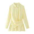 Loose Striped Lace-up Multi-color Long Sleeve Shirt - Norellé