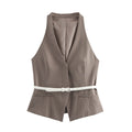 Women's Fashion Temperament With Belt Vest Double Belt Pants - Norellé