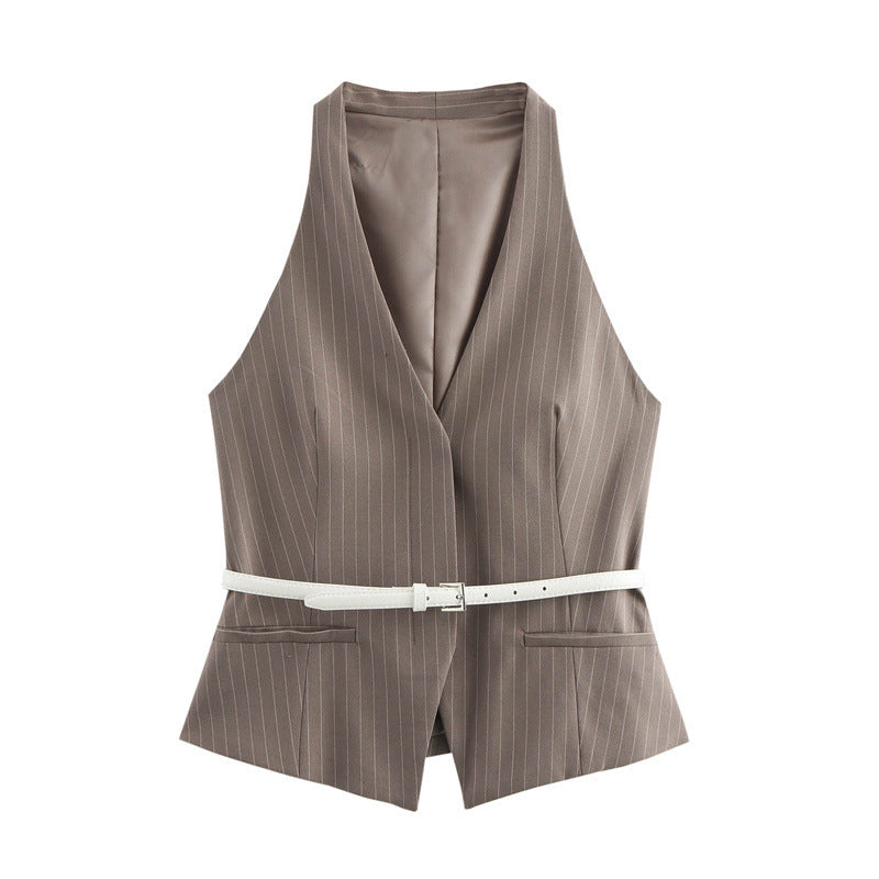 Women's Fashion Temperament With Belt Vest Double Belt Pants - Norellé